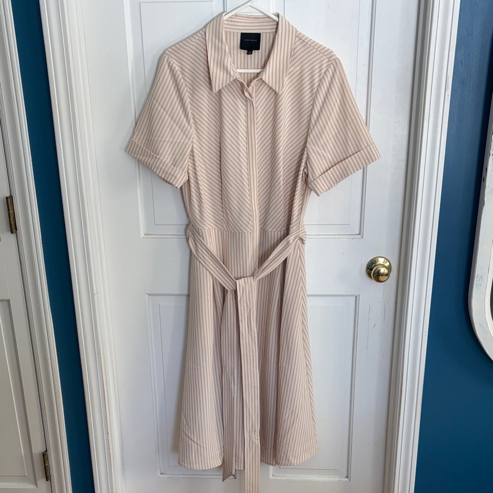 Alex Marie Striped Midi Dress with POCKETS